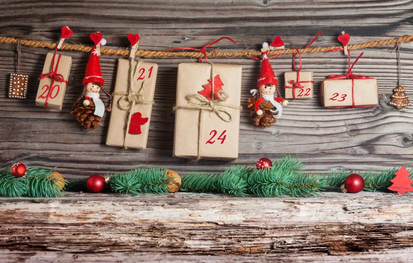 Photo wallpaper decoration, gift, toy, tree, new year, Christmas, Christmas, vintage