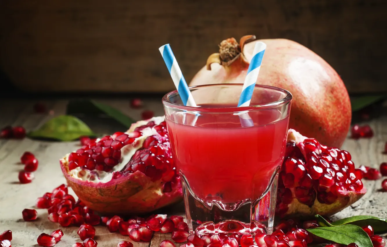 Photo wallpaper glass, grain, juice, drink, tube, garnet