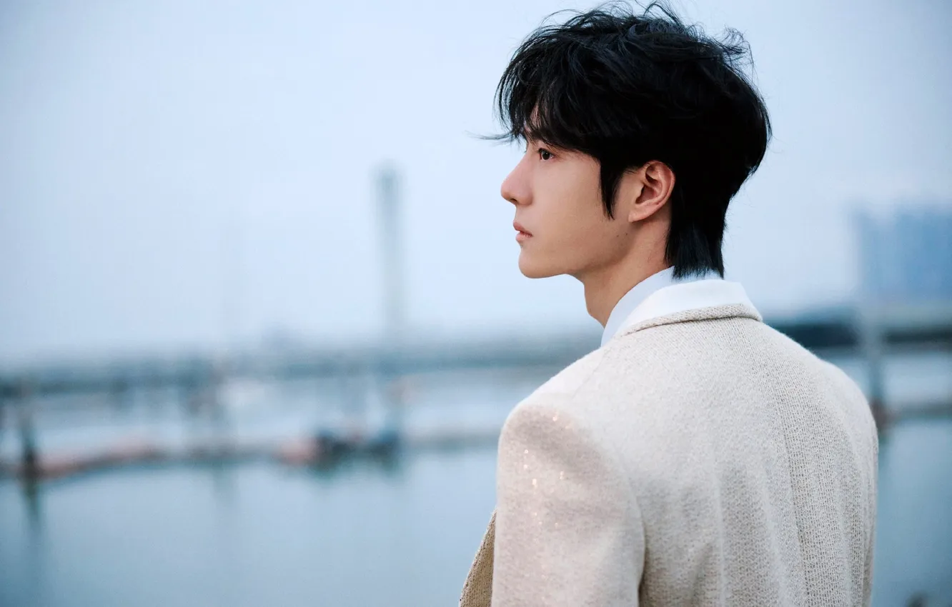 Photo wallpaper water, China, actor, profile, jacket, Wang Yibo, Van Ibo