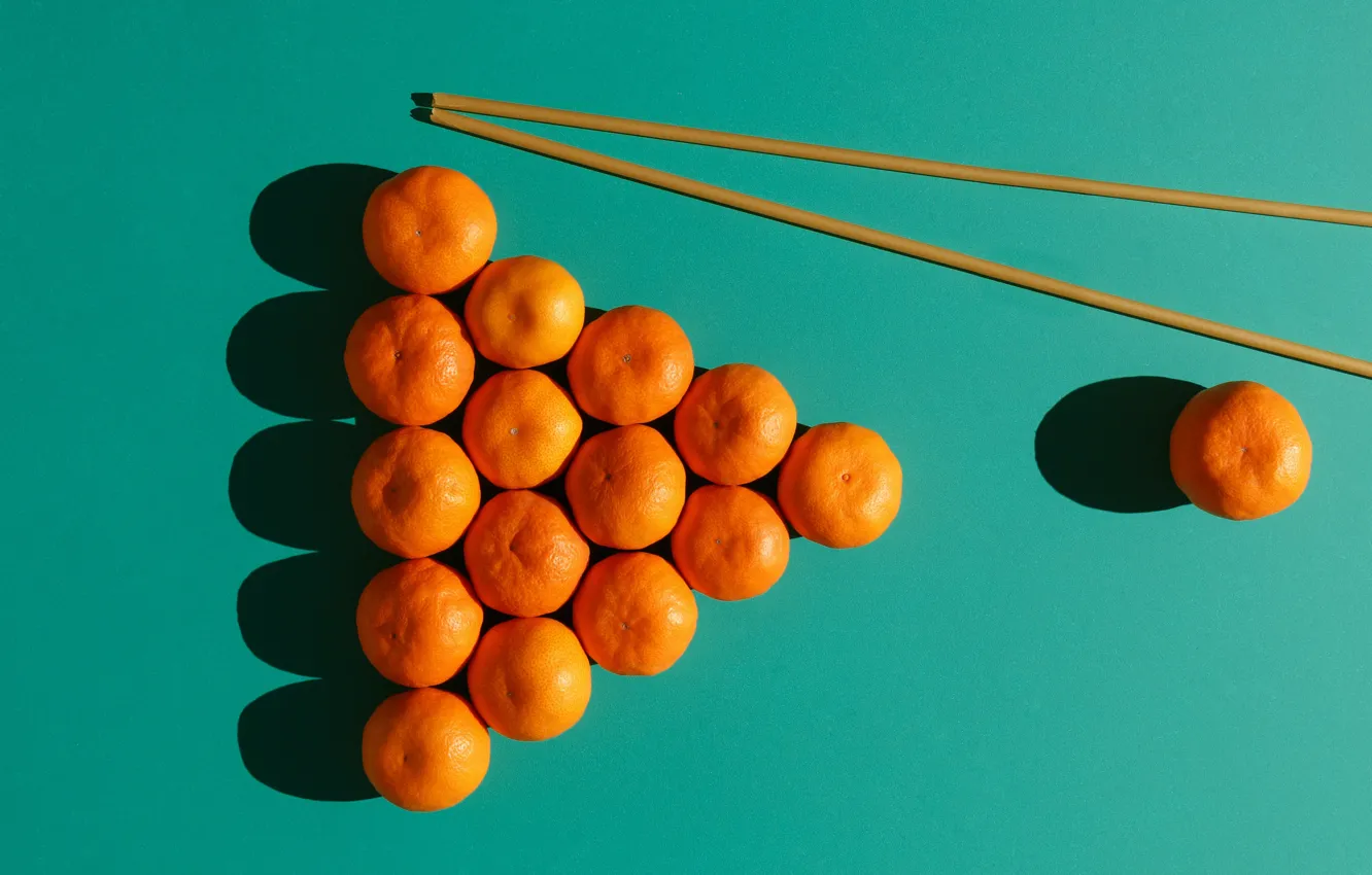Photo wallpaper orange, food, Billiards, tangerines