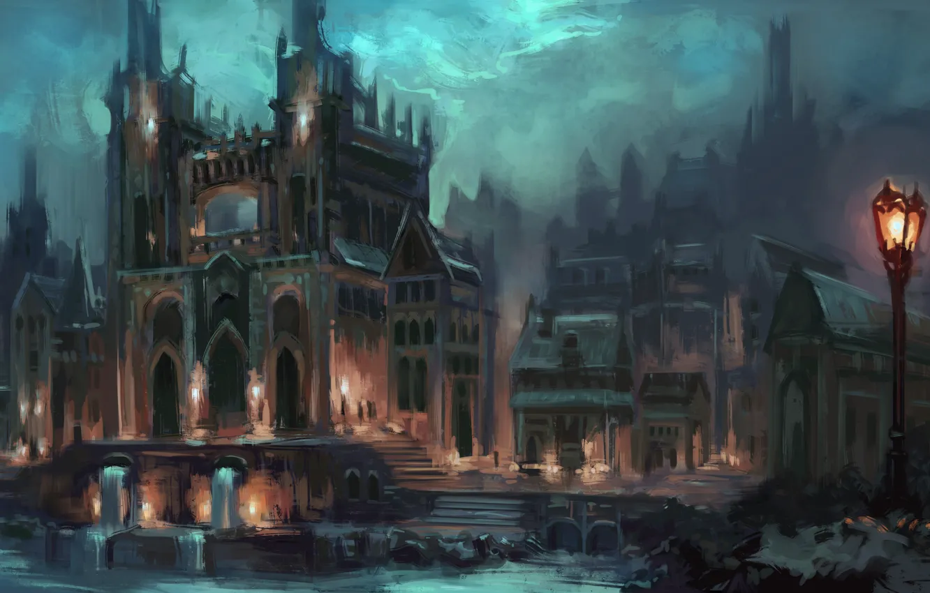 Photo wallpaper the city, fiction, art