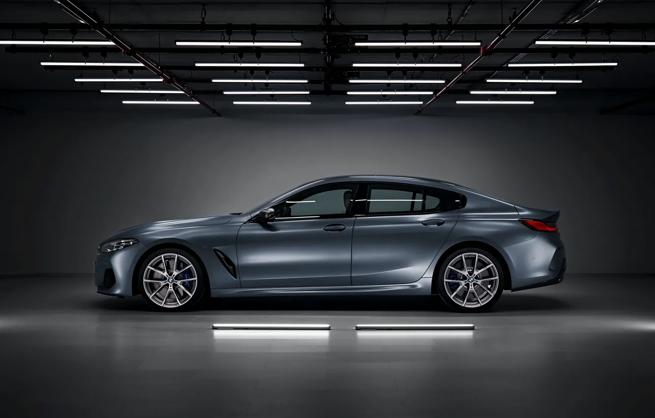 Photo wallpaper background, lamp, coupe, BMW, side, Gran Coupe, 8-Series, 2019