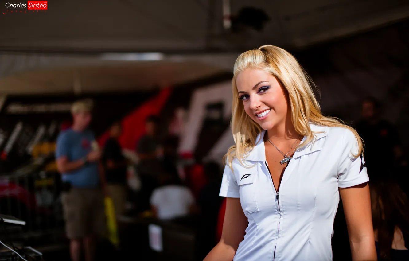 Photo wallpaper girl, smile, blonde, girl, Charles Siritho