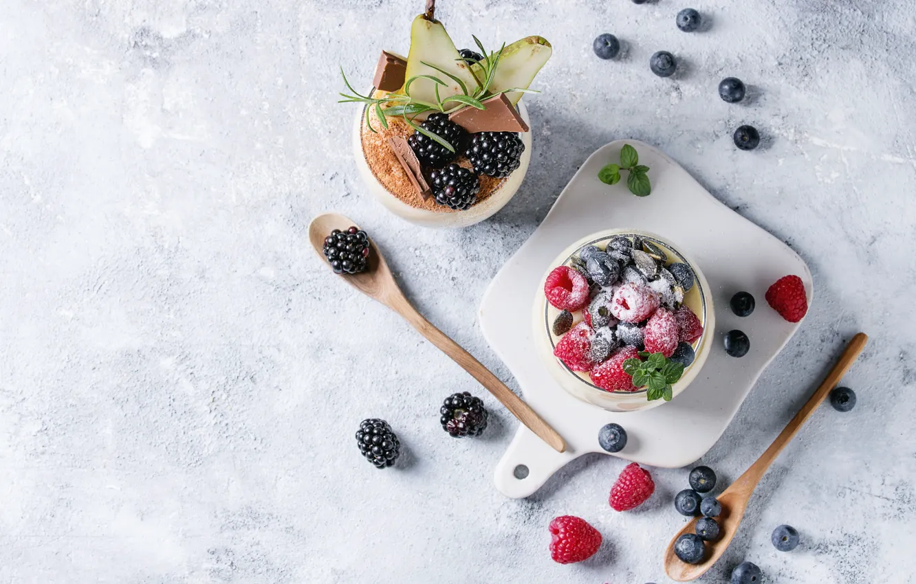 Photo wallpaper berries, fruit, dessert, pudding, Natasha Breen, Chia