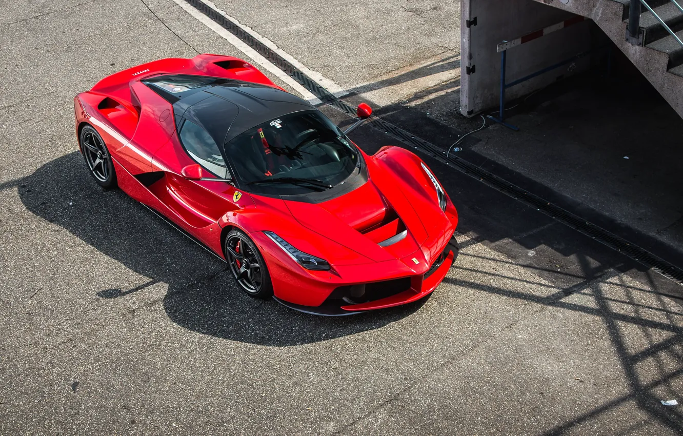 Photo wallpaper Ferrari, Red, Black, LaFerrari