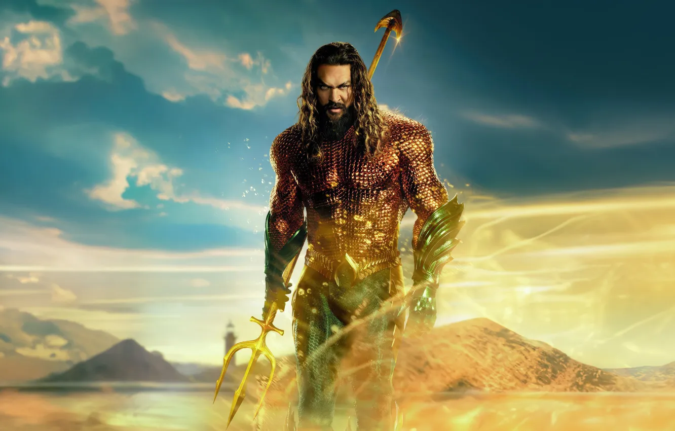 Photo wallpaper background, costume, Trident, poster, comic, DC Comics, Aquaman, Jason Momoa