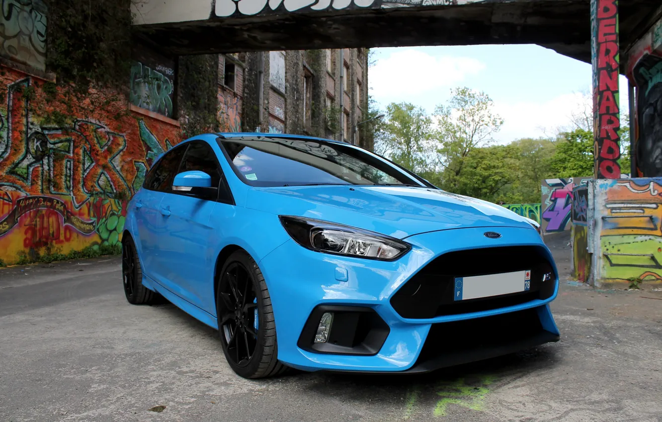 Photo wallpaper Ford, Focus, graffiti, blue, 2017