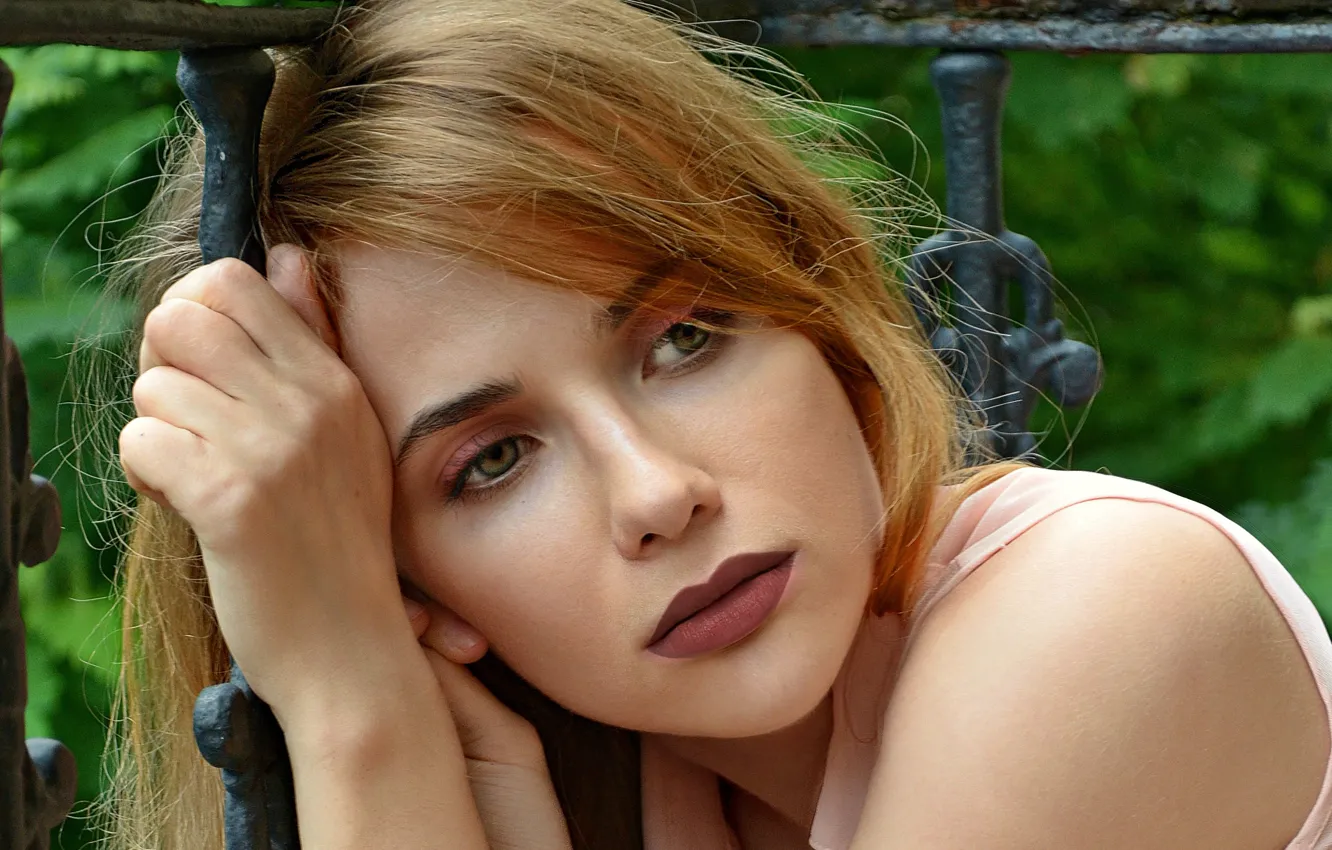 Photo wallpaper girl, sad, Blondie, lips, face, beautiful girl, blonde, portrait