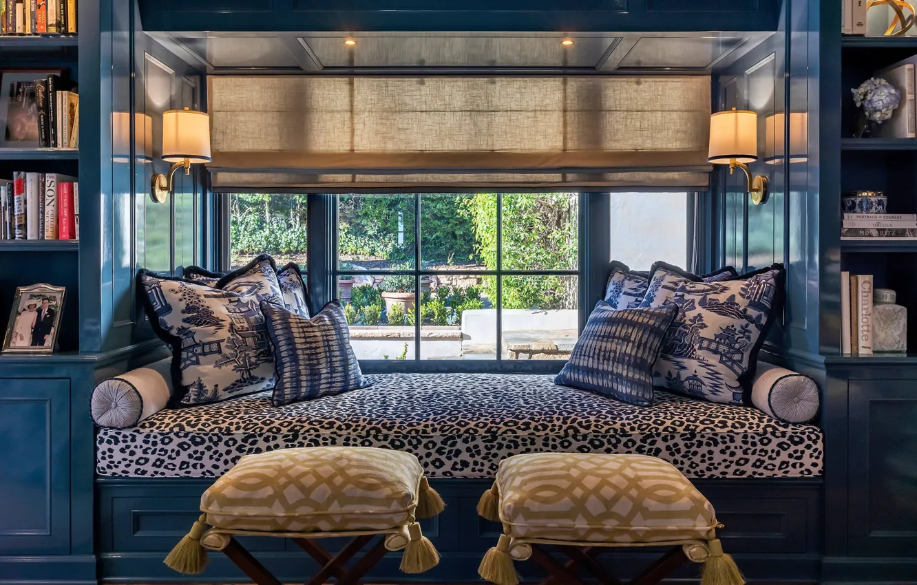 Photo wallpaper design, interior, library, sofa, living room, spanish colonial style, by Allen Construction, Spanish colonial whole …