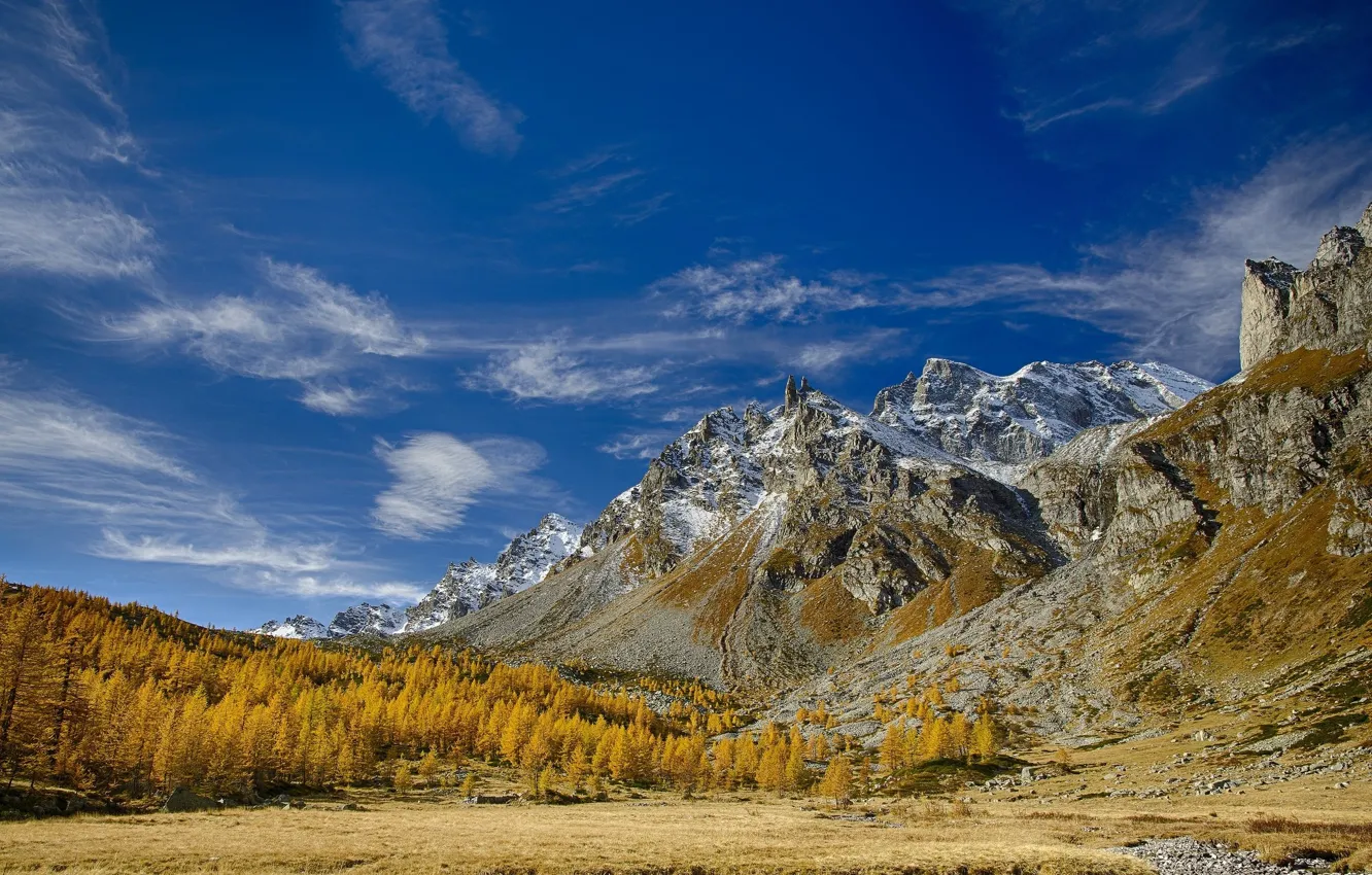 Photo wallpaper autumn, the sky, mountains