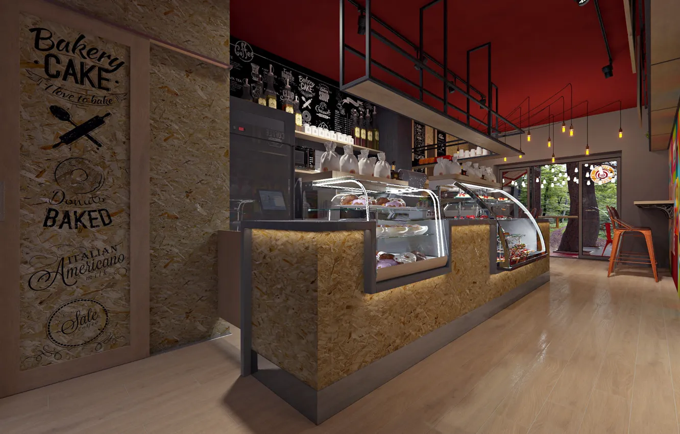 Photo wallpaper design, advertising, the room, shop, Donuts&Coffee KUBSU Krasnodar