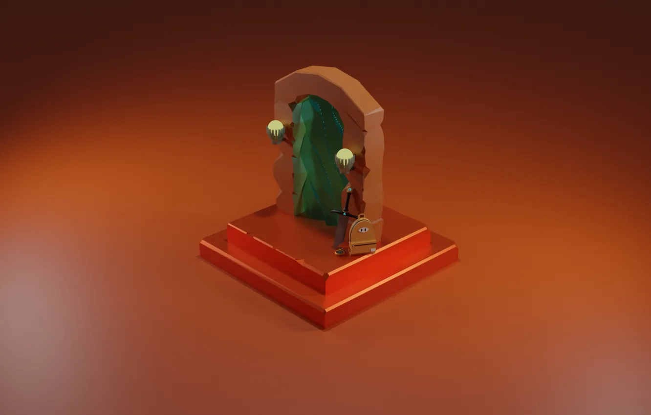 Photo wallpaper sword, port, backpack