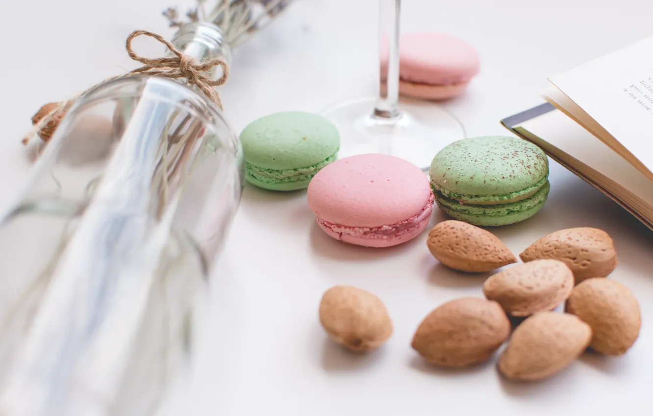 Photo wallpaper cookies, book, dessert, sweet, book, macarons, almond