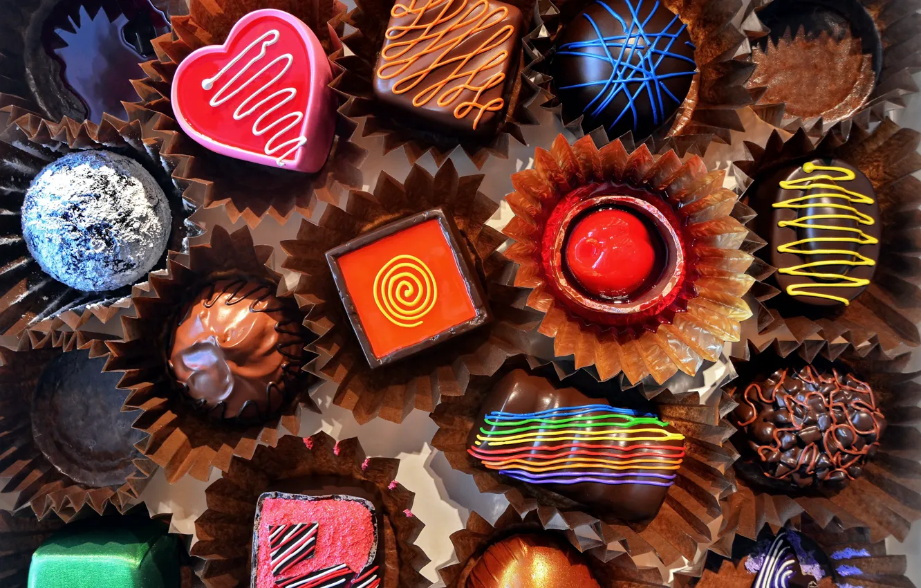 Photo wallpaper candy, decor, chocolate, glaze, sweet, candy, dessert, sweets