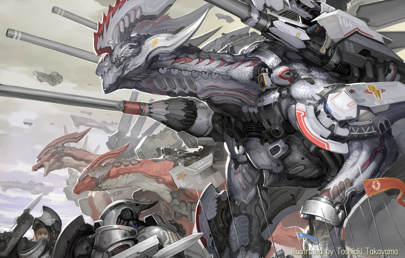 Photo wallpaper guns, fantasy, robot, armor, science fiction, army, sci-fi, weapons