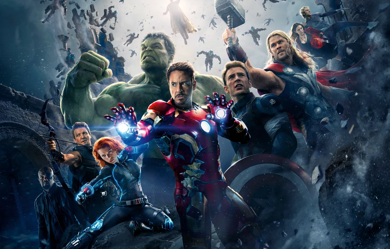 Photo wallpaper Scarlett Johansson, Heroes, Hulk, Iron Man, The, Captain America, Thor, Black Widow