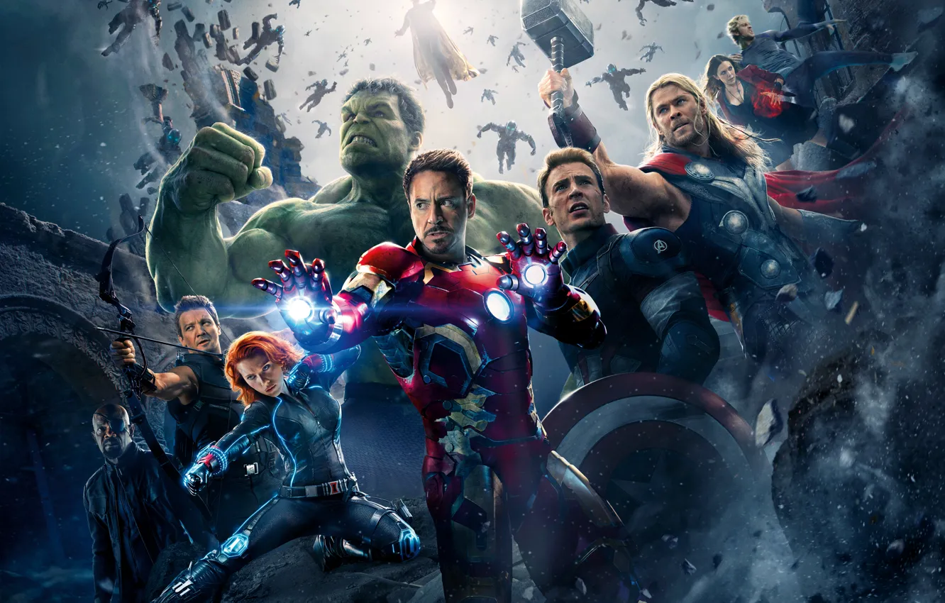 Photo wallpaper Scarlett Johansson, Heroes, Hulk, Iron Man, The, Marvel, movie, Captain America