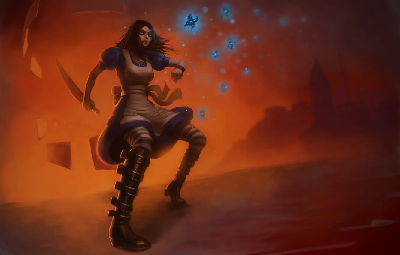 Photo wallpaper knife, butterfly, Alice, Alice: Madness Returns