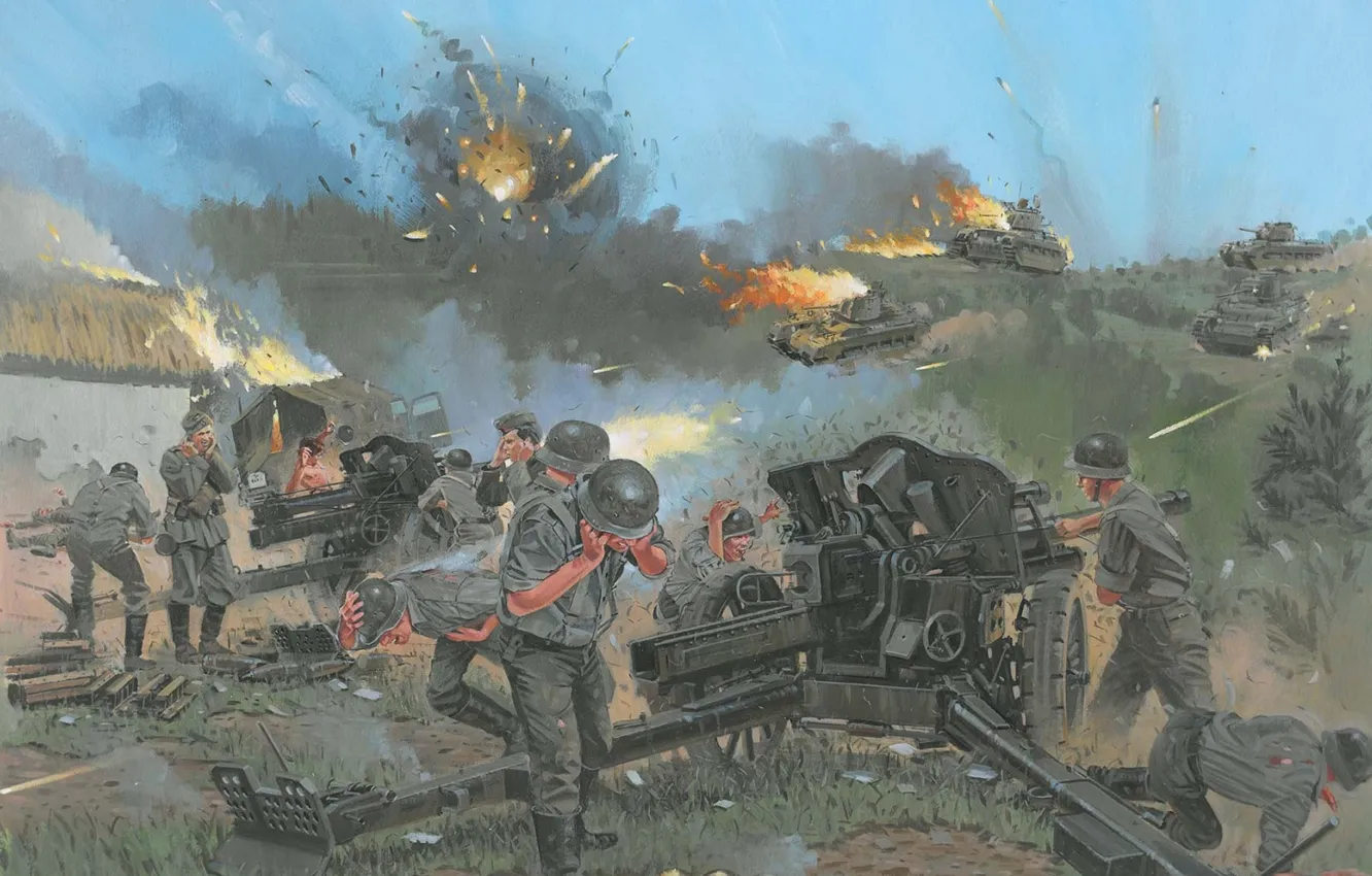 Photo wallpaper fire, smoke, figure, explosions, gun, battle, soldiers, the battle