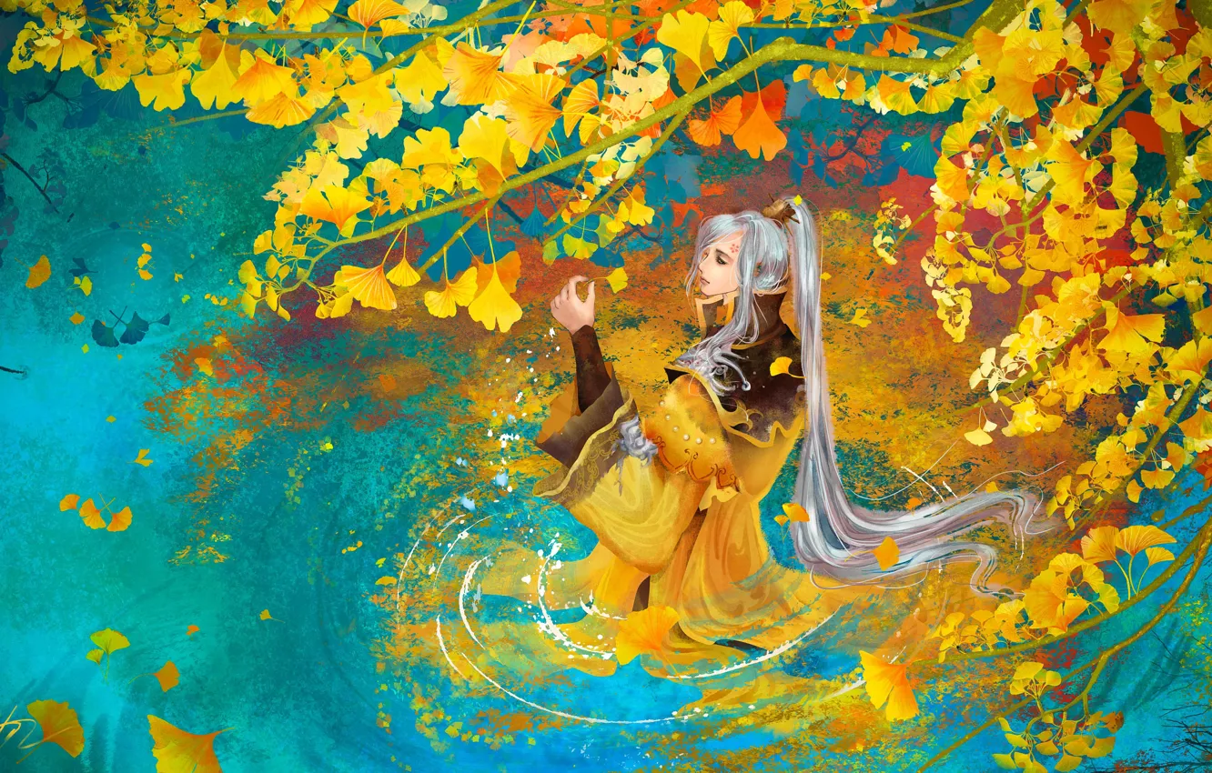 Photo wallpaper background, tree, flowering, Japanese