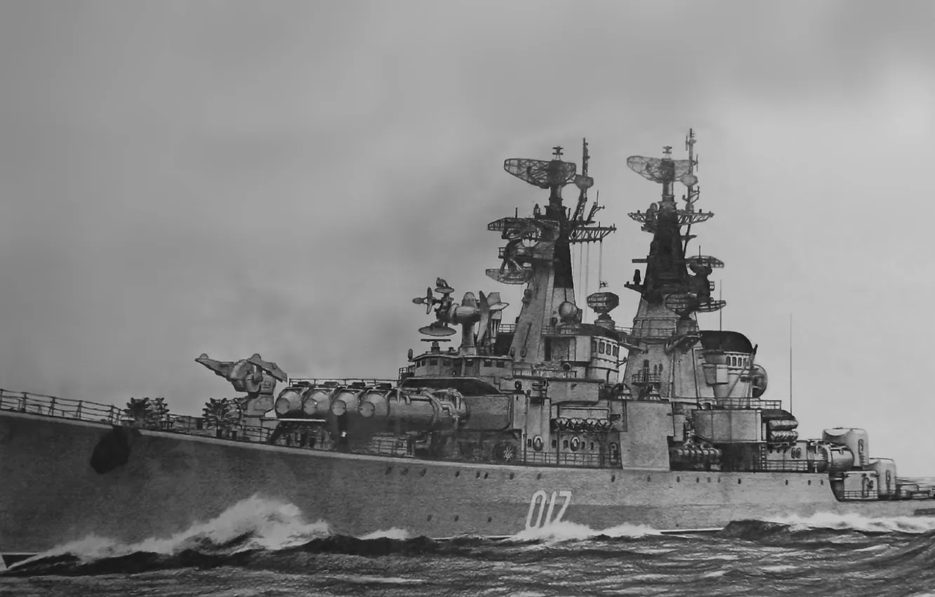 Photo wallpaper graphics, pencils, cruiser, Admiral Fokin
