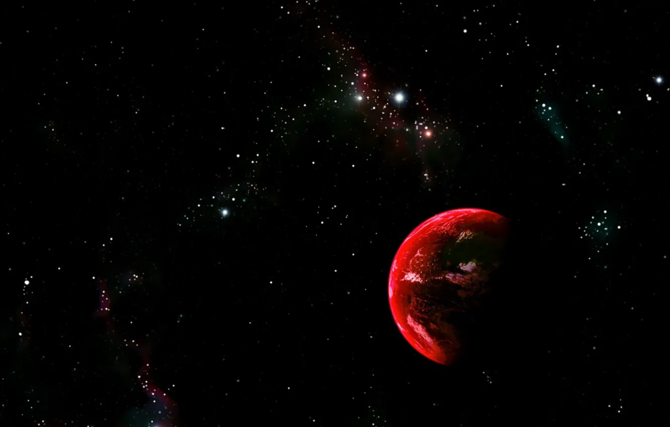 Photo wallpaper space, darkness, the space, the red planet