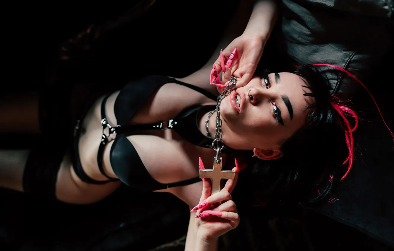 Photo wallpaper style, Gothic, Lady, makeup, long nails, Zhinkov Egor