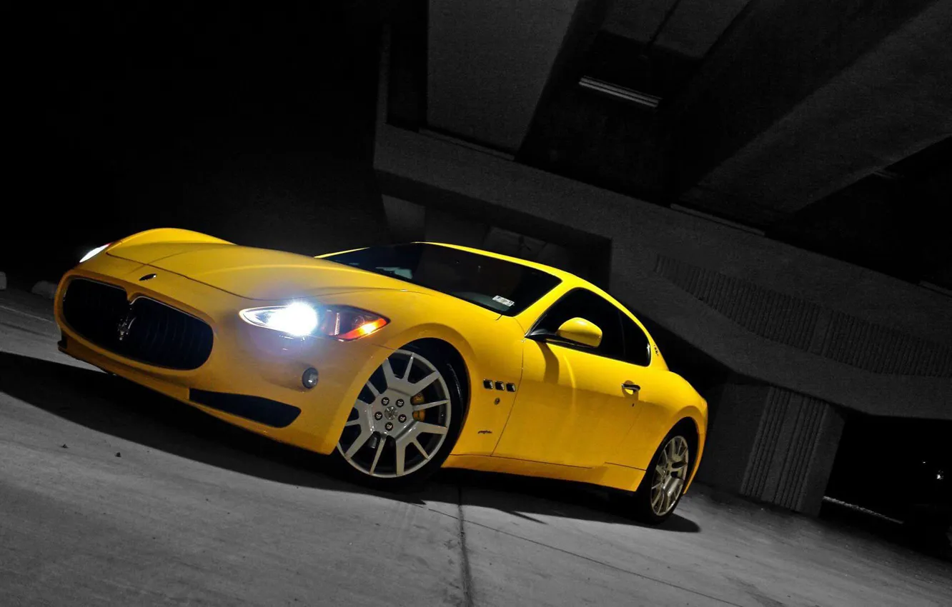 Photo wallpaper Maserati, Yellow, Granturismo