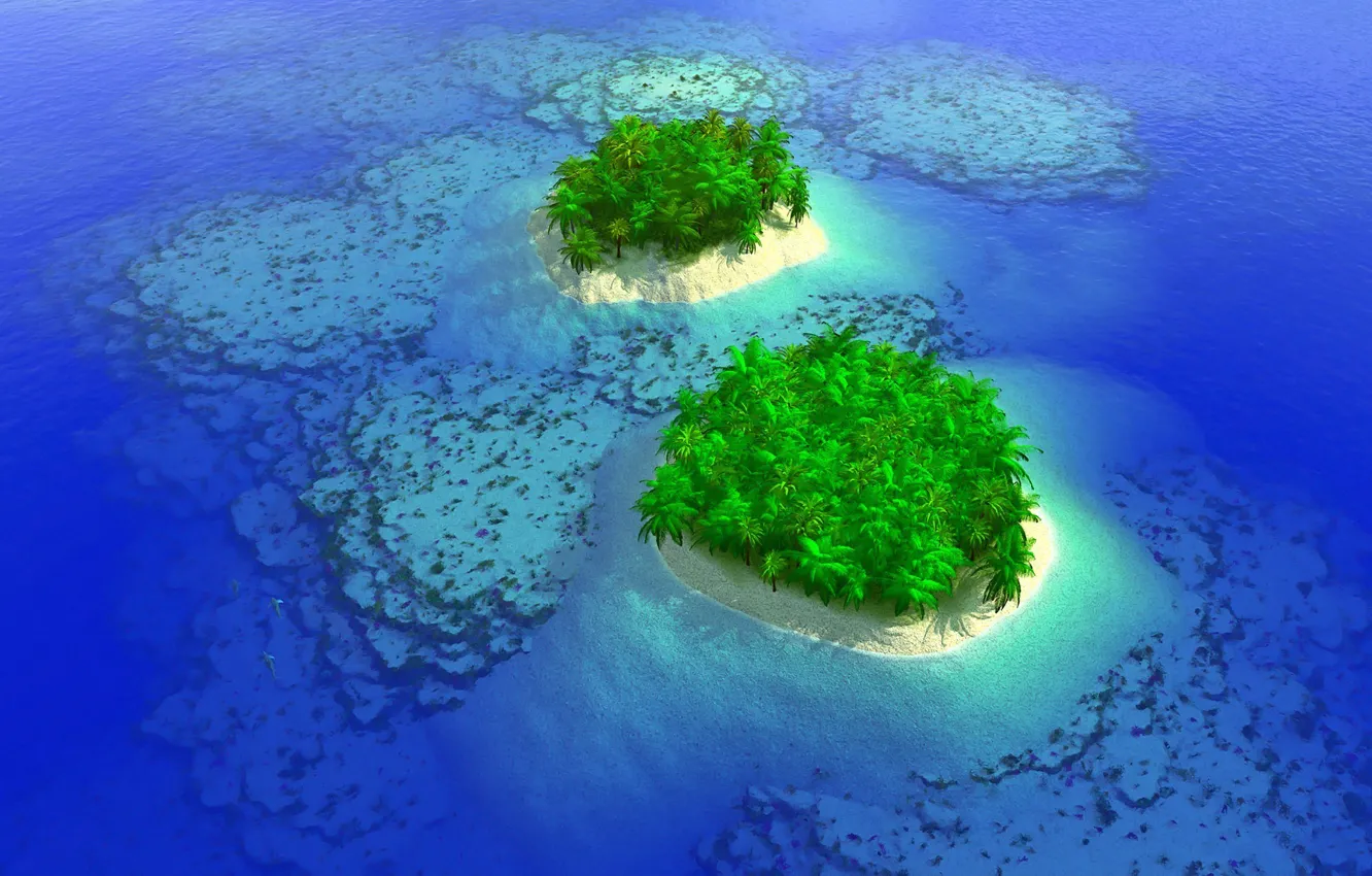 Photo wallpaper nature, water, blue ocean, tropical paradise island, oceans deep, green islands