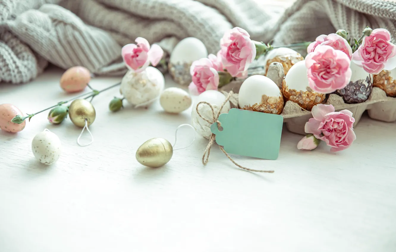 Photo wallpaper flowers, eggs, Easter, clove