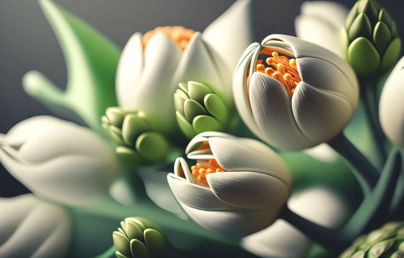Photo wallpaper flowers, background, tulips, white, white, still life, flowers, background