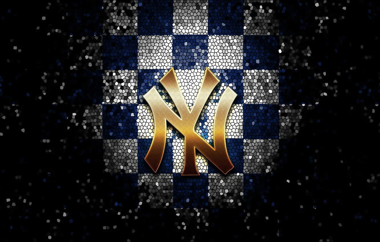 Photo wallpaper wallpaper, sport, logo, baseball, glitter, checkered, MLB, New York Yankees