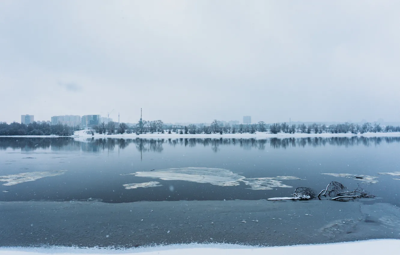 Photo wallpaper Winter, River, Russia, Russia, Winter, River, Cold, Cold