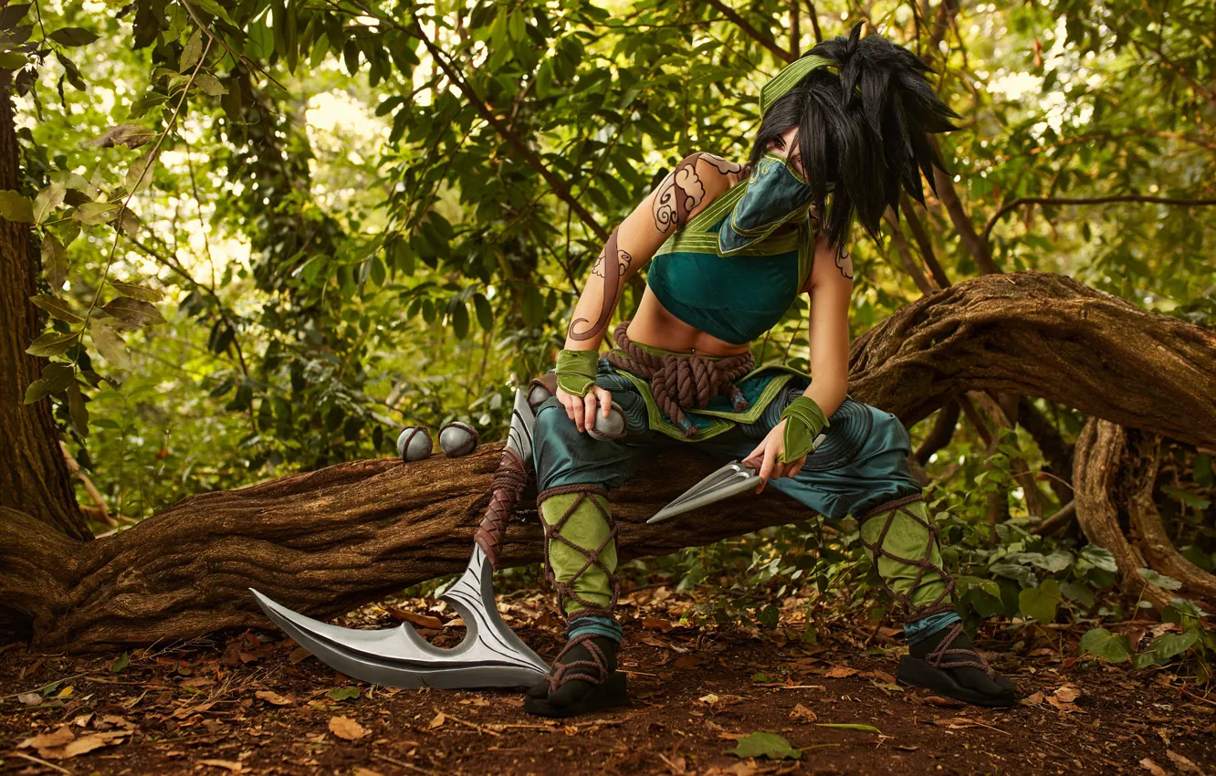 Photo wallpaper cosplay, Akali, League of Legends