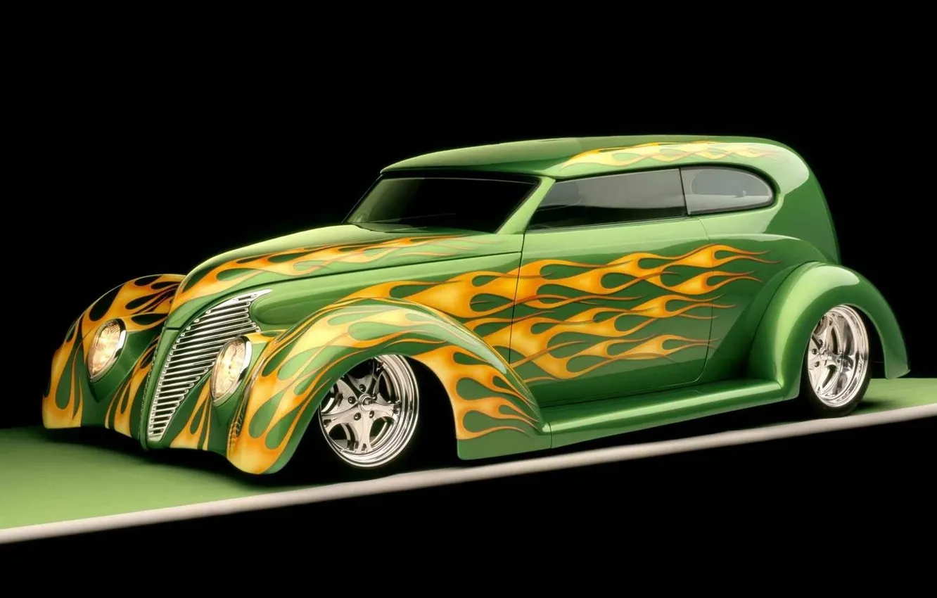 Photo wallpaper fire, tuning, Ford, airbrushing, drives