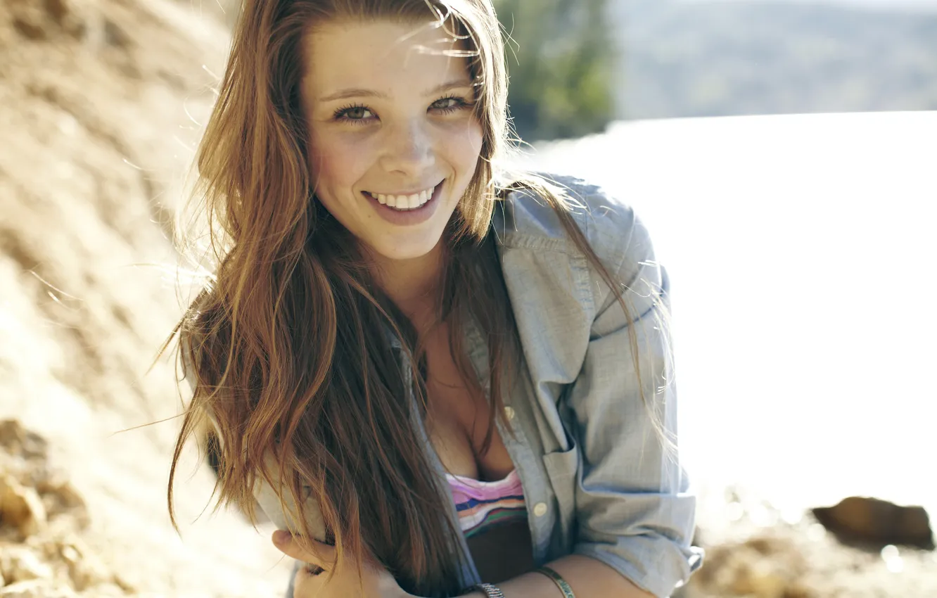 Photo wallpaper look, girl, smile, shirt, TAELOR