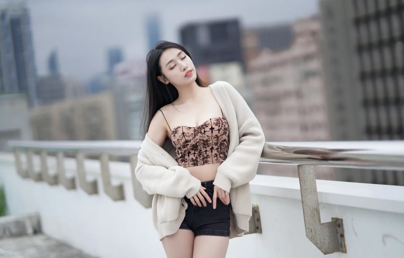 Photo wallpaper girl, pose, Asian