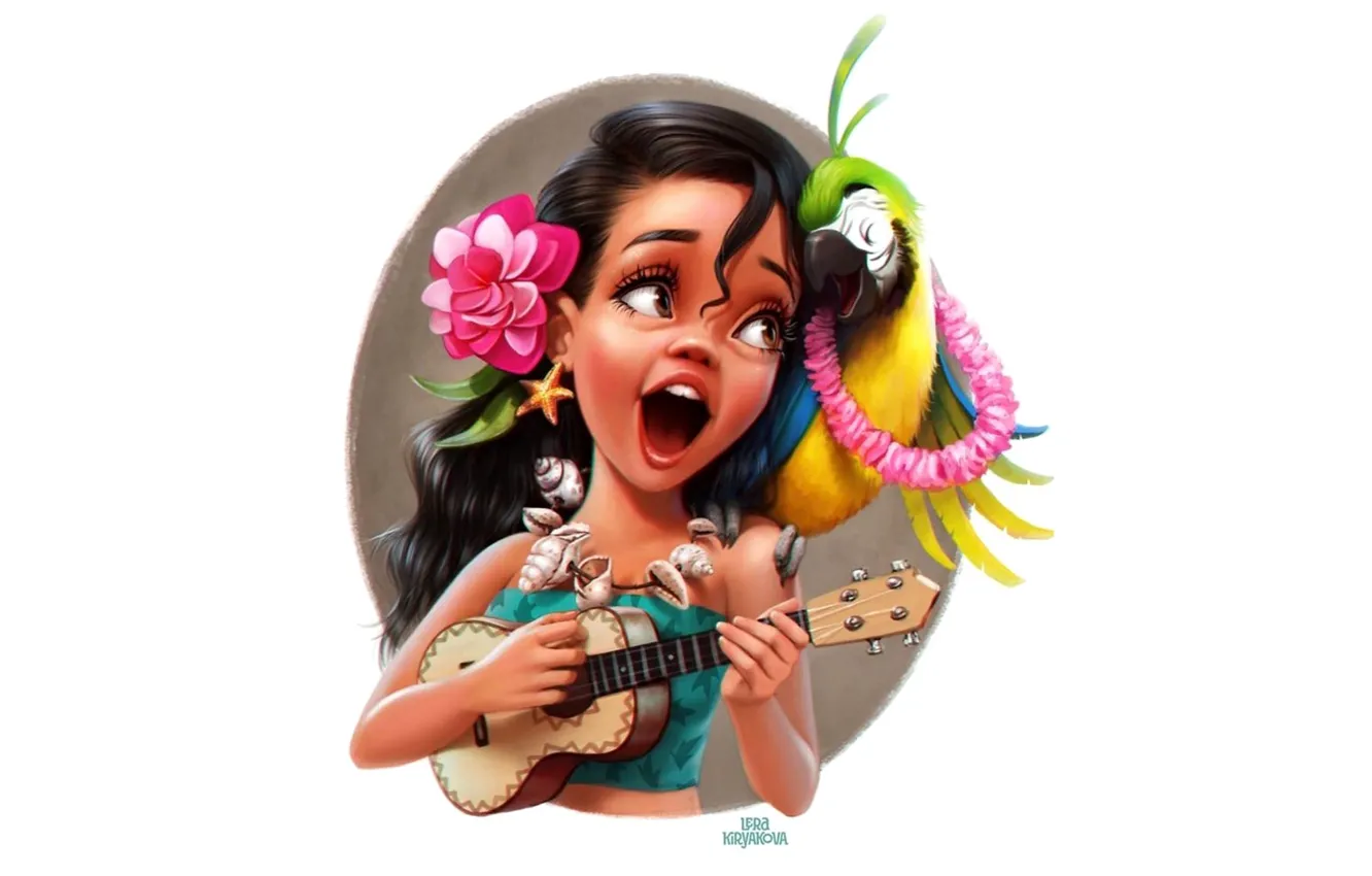 Photo wallpaper girl, Hawaii, toon, Lera Kiryakova