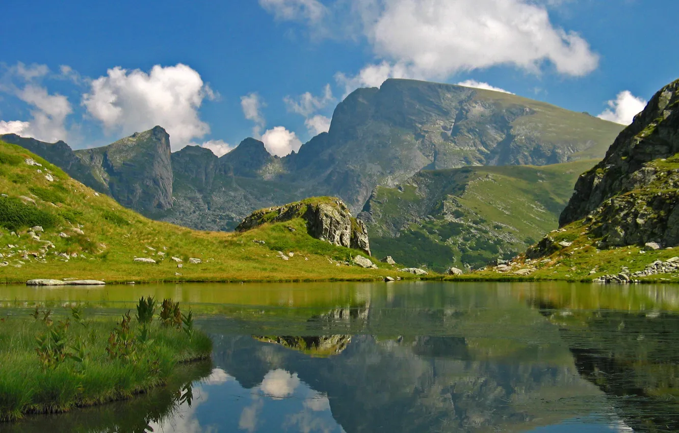 Photo wallpaper the sky, clouds, mountains, lake, Bulgaria, Bulgaria, Malevich, malyovitsa