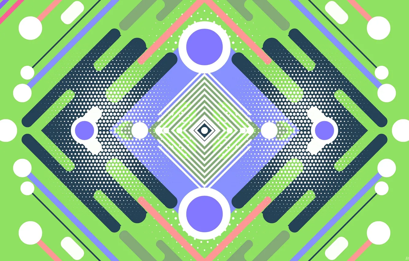 Photo wallpaper circles, green, strip, background