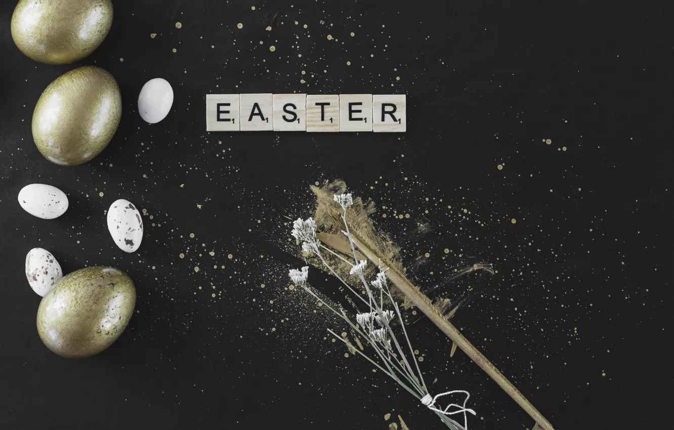 Photo wallpaper gold, holiday, eggs, Easter, Orthodox holiday