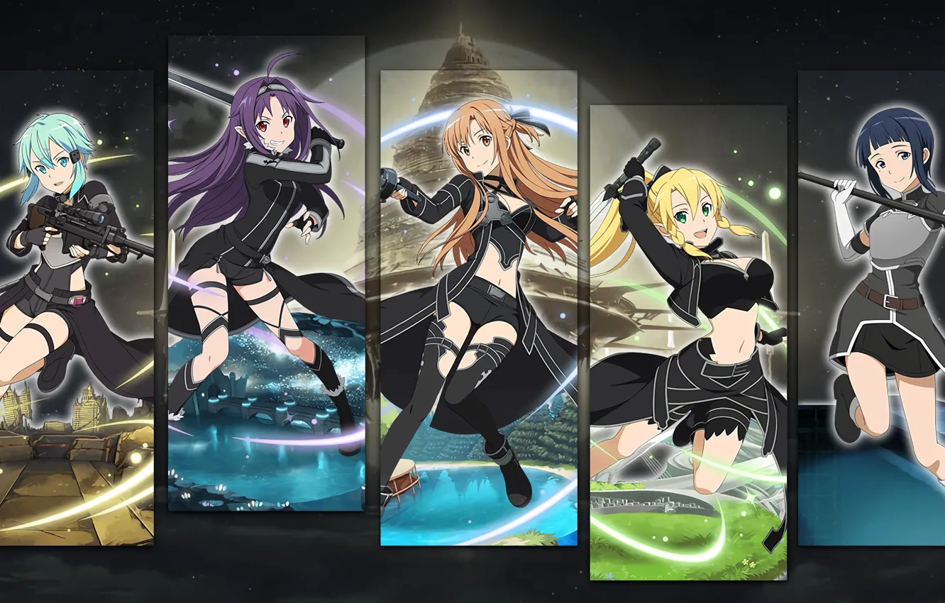 Photo wallpaper collage, characters, Sword Art Online