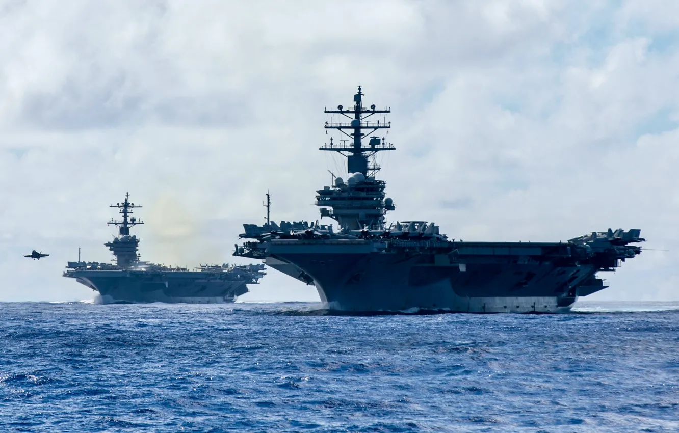 Photo wallpaper the carrier, atomic, USS Carl Vinson, USS Ronald Reagan, CVN-70, CVN-76