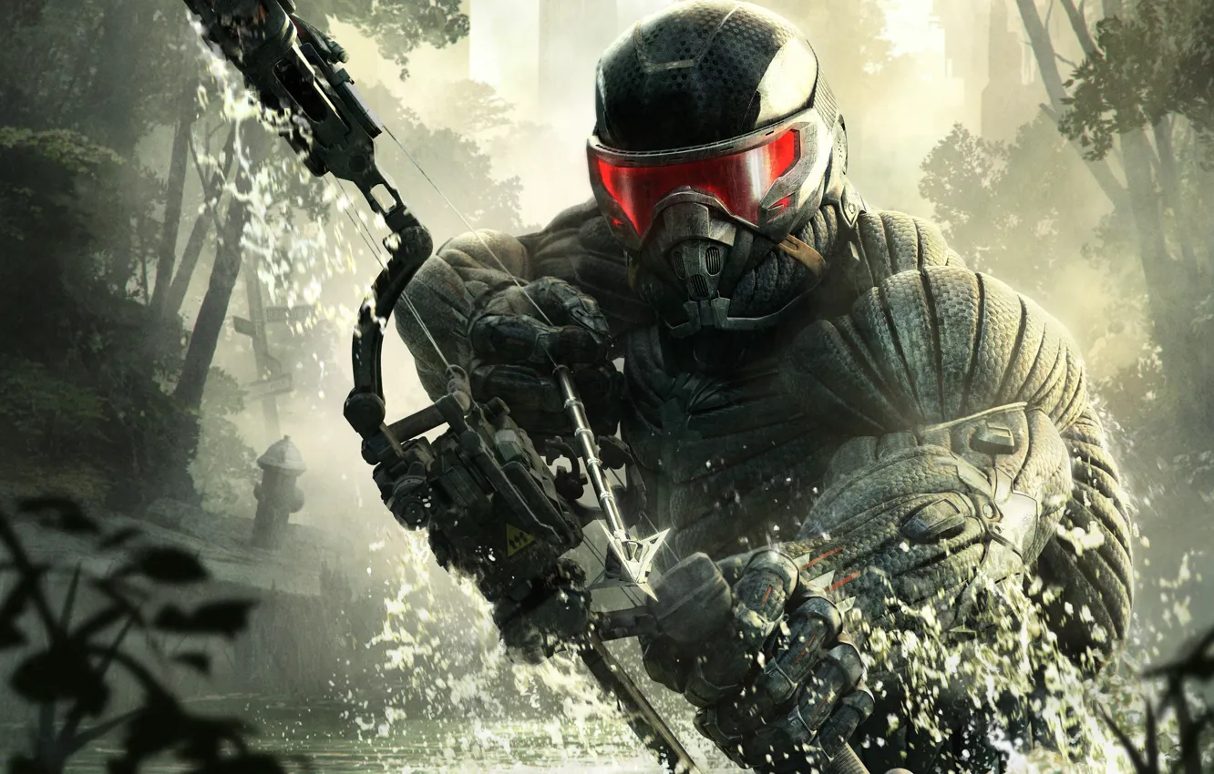 Photo wallpaper trees, weapons, New York, bow, soldiers, devastation, arrows, leaves