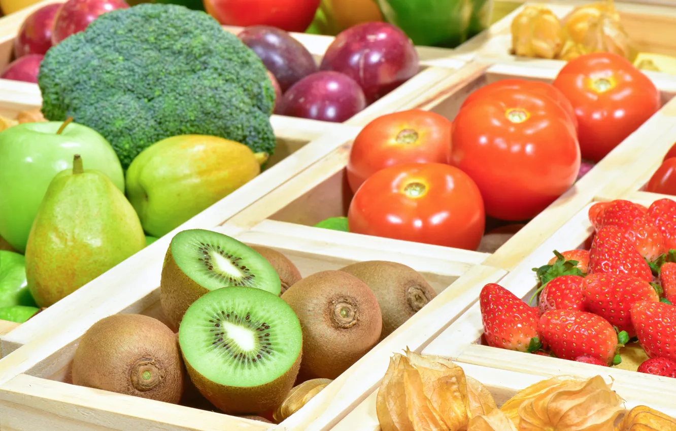 Photo wallpaper berries, fruit, vegetables, cuts