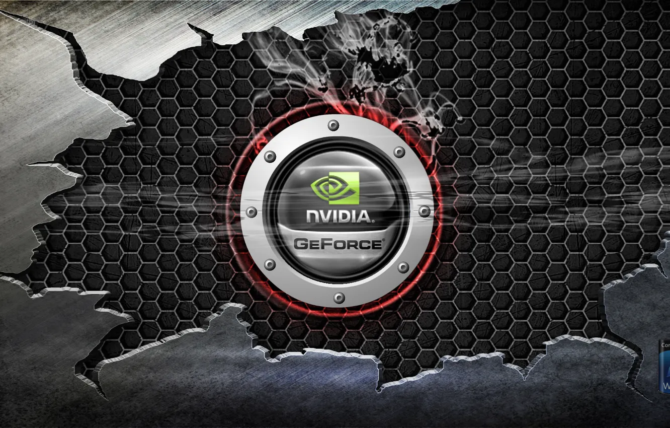 Photo wallpaper windows, Nvidia, metal, hi-tech, steel