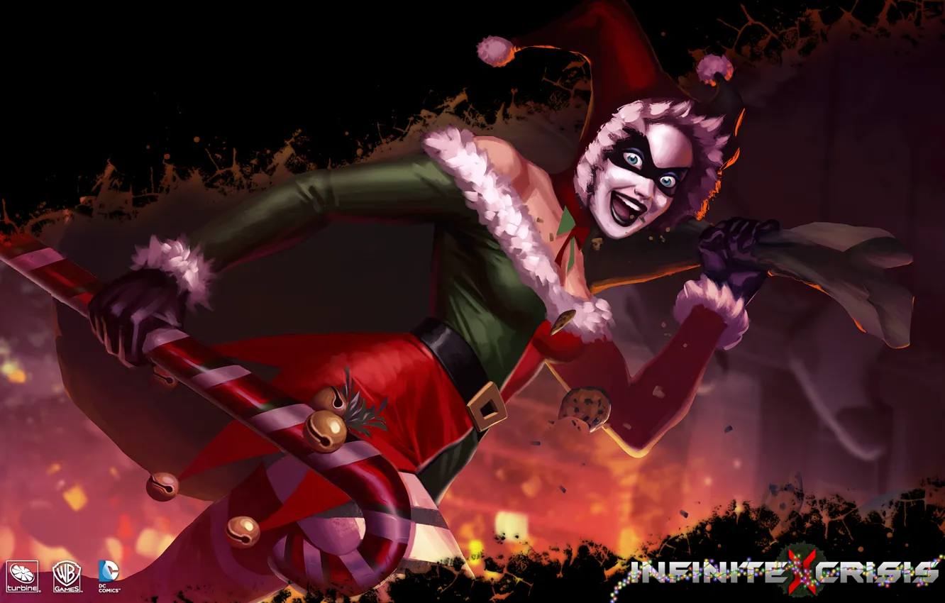 Photo wallpaper Christmas, costume, Harley Quinn, Infinite Crisis