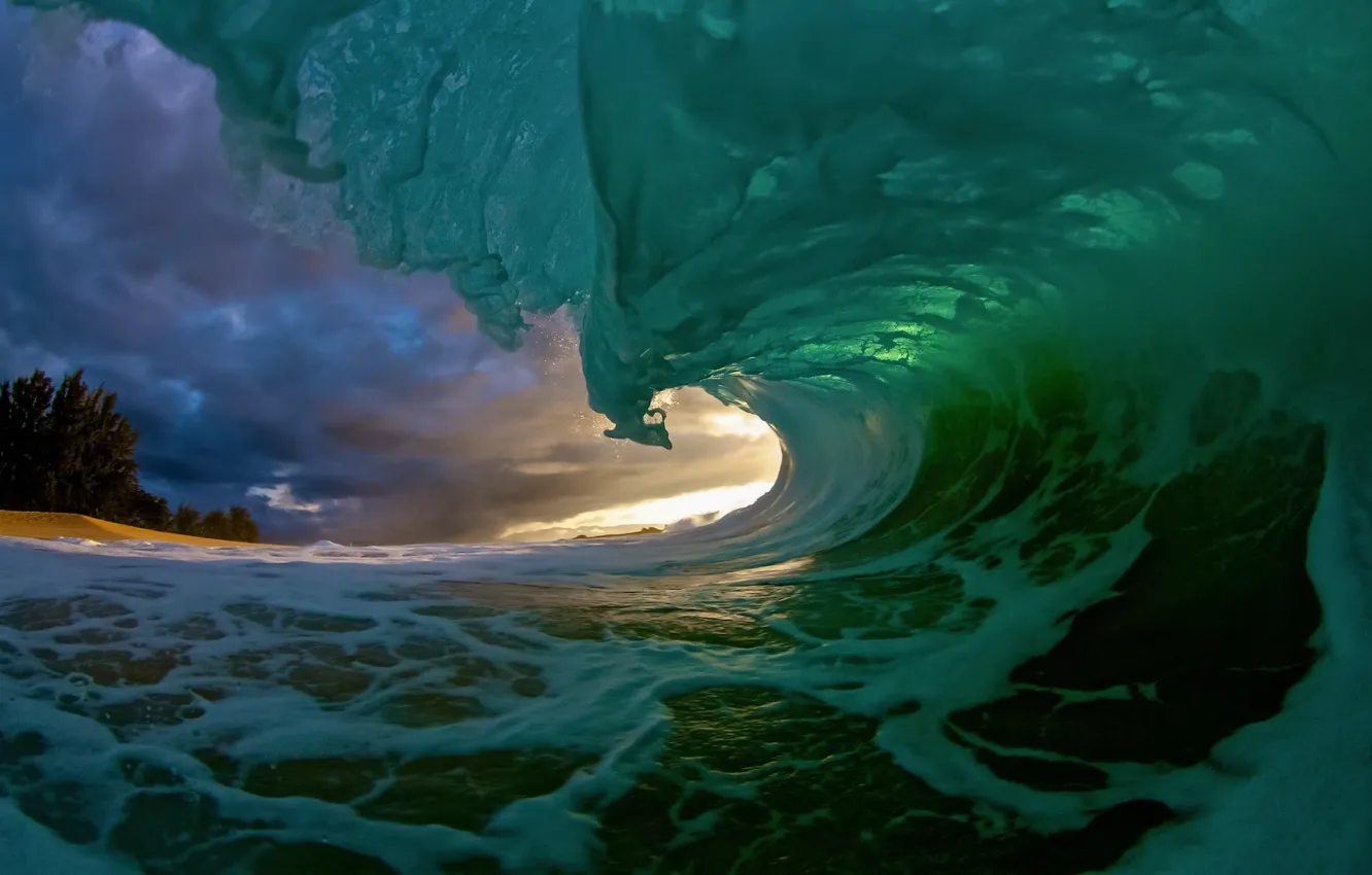 Photo wallpaper sea, wave, water, clouds, nature, the ocean