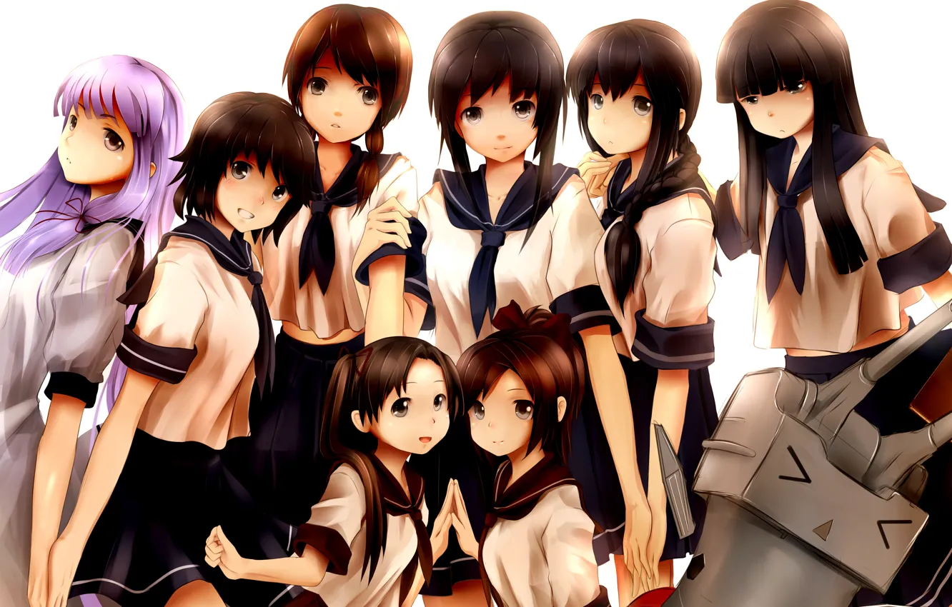 Photo wallpaper girls, anime, art, form, Schoolgirls, kantai collection, rensouhou-chan, murakumo