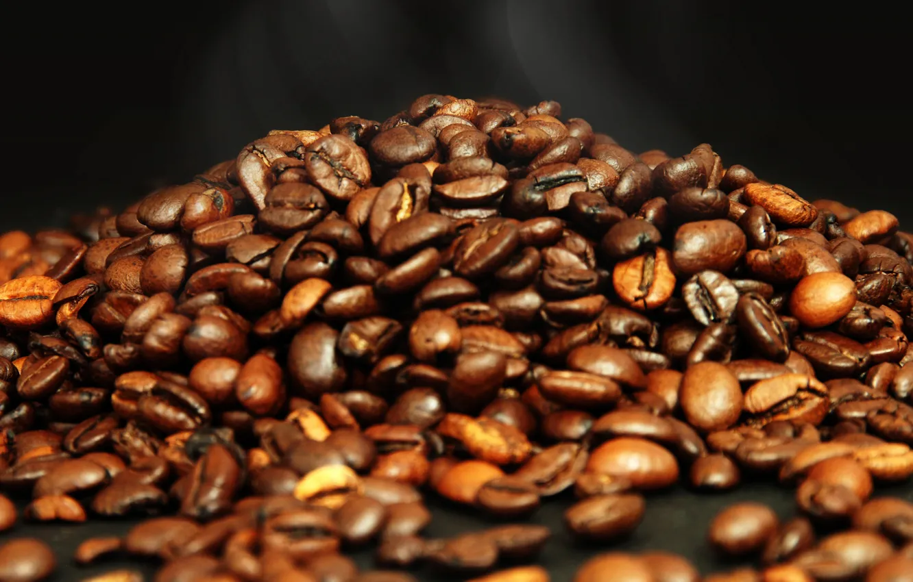 Photo wallpaper macro, photo, smoke, coffee, grain, texture, pair